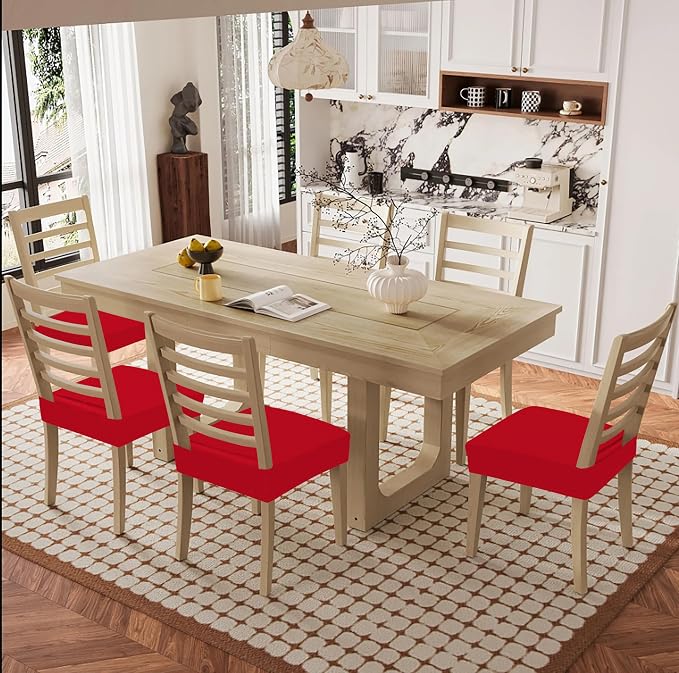 Smiry Waterproof Seat Covers for Dining Room Chairs Set of 2, Stretch Jacquard - Image 8