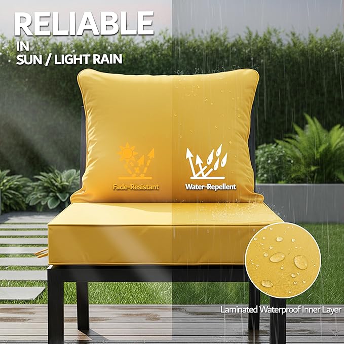 22x22 Inch Patio Chair Cushions Set of 2, Outdoor Furniture Cushions - Image 3