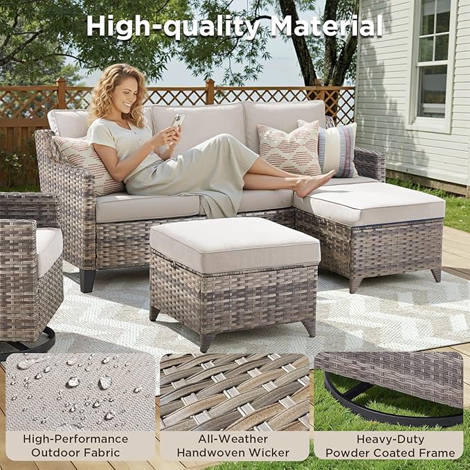 Buenhomino 3 Pieces Patio Furniture Sofa Set-Outdoor Wicker Patio Furniture - Image 2