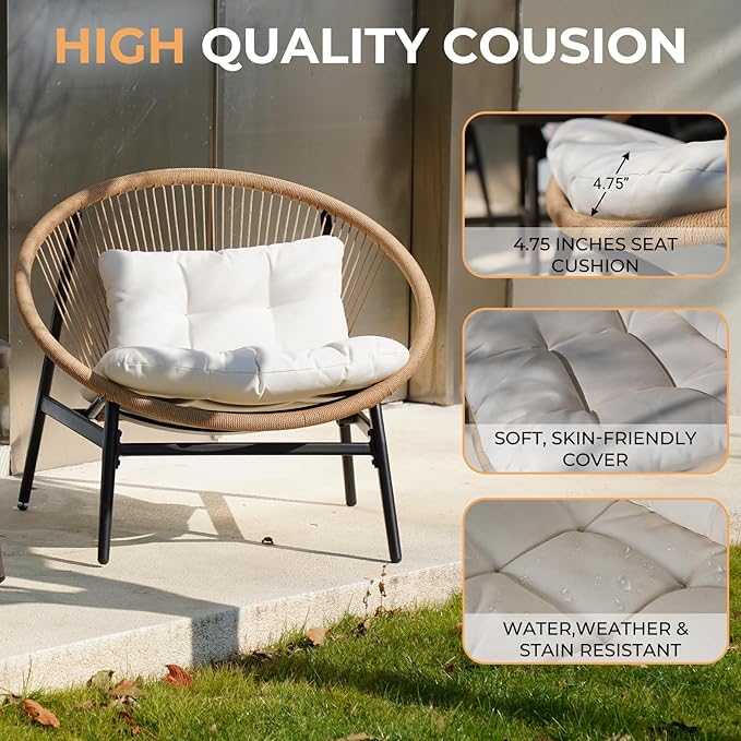 Grand patio 1-Piece Wicker Outdoor Chair, Patio Oversized Chair - Image 4