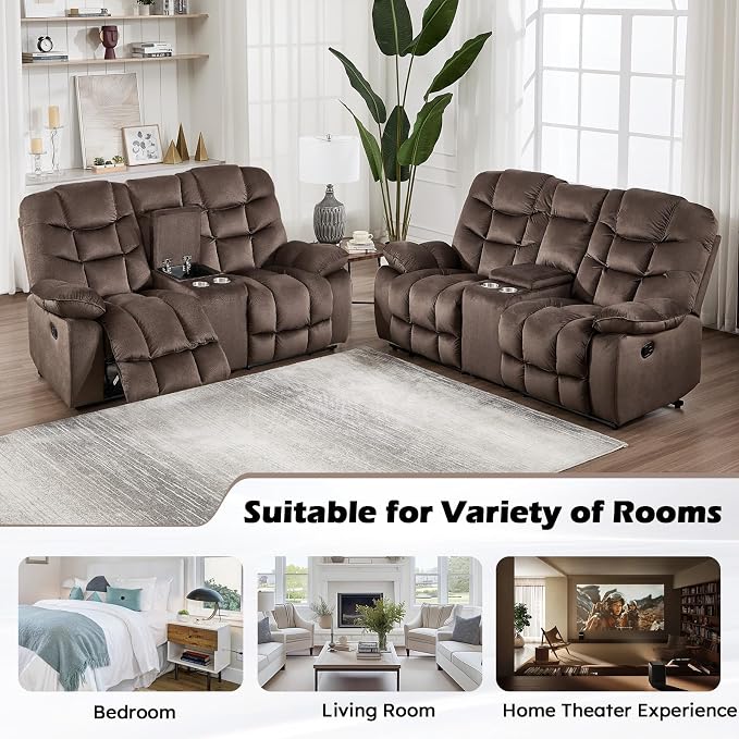 HAOMARKETS Manual Reclining Loveseat Sofa - Image 8