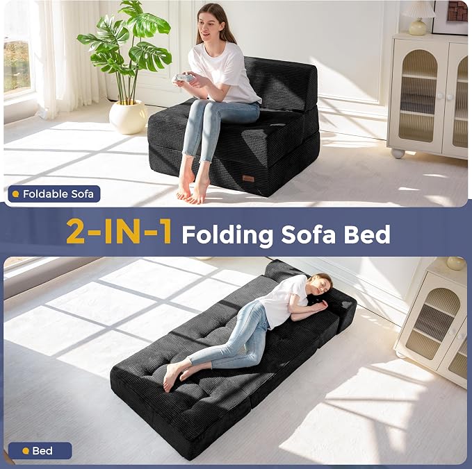 MAXYOYO 8" Folding Sofa Bed, Fold Out Chair Bed Sleeper Chair, Convertible - Image 3