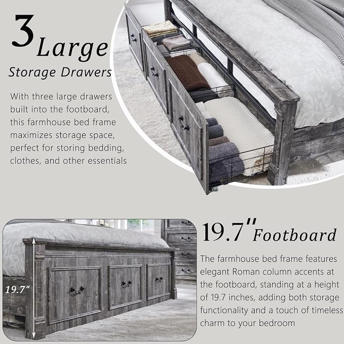 Aitjunz Farmhouse King Size Bed Frame - Image 5