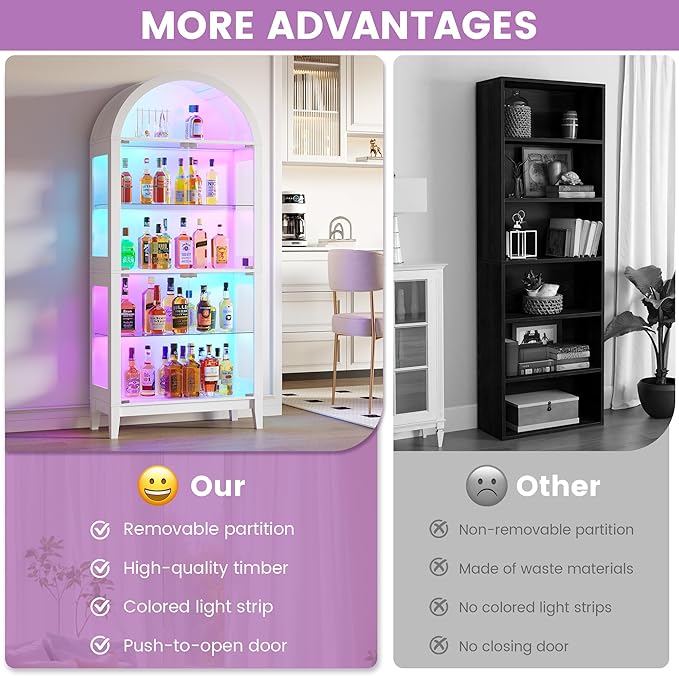 Gurexl 5-Tier Arched Display Cabinet - - Image 8
