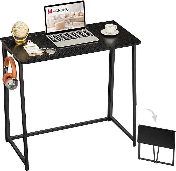 WOHOMO Folding Computer Desk, Small Writing Foldable Desk 31.5", Space-Saving by WOHOMO