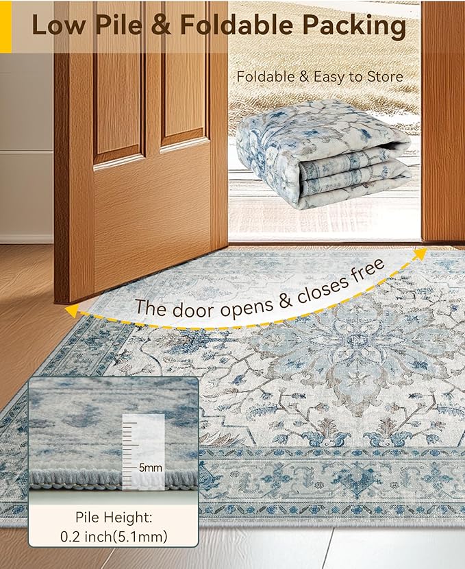 RELEANY Area Rugs 3'x7' Runner Rug Non Slip Washable - Image 5