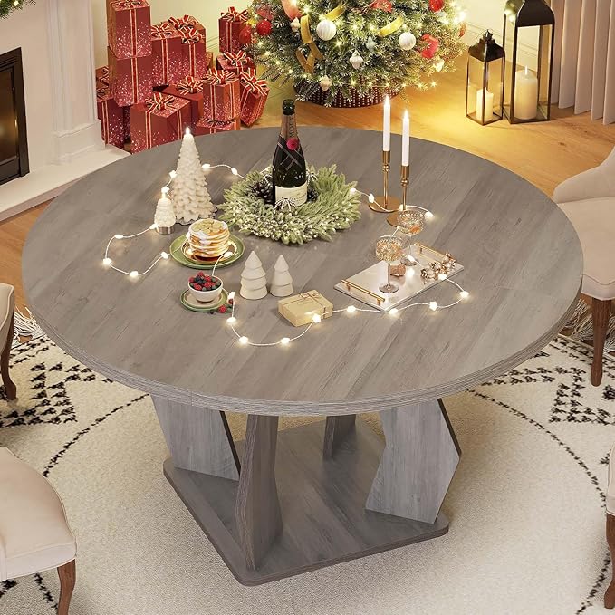 IBF Round Dining Table, Farmhouse Pedestal Dining Tables - Image 4