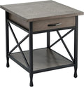 Leick Home 23007 Chisel & Forge One Drawer X Design Mixed Metal and Wood Side by LeickFurniture