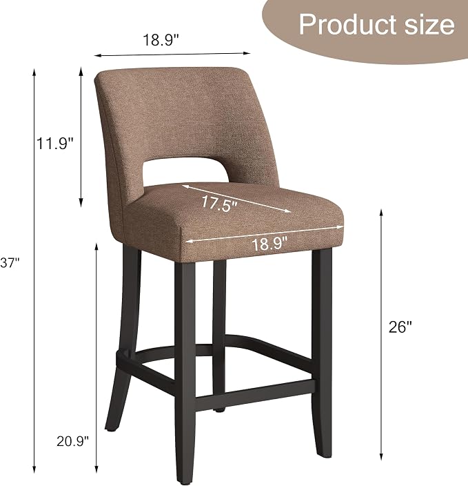 VKNOW Bar Stools Set of 2, Modern Counter Stools - Image 2