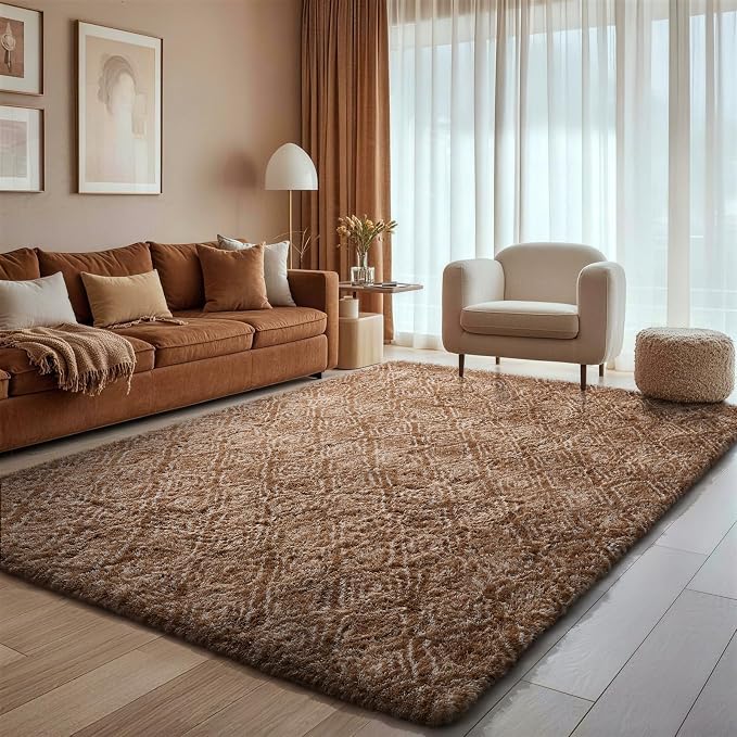 Ophanie 6x9 Brown and White Diamond Striped Rugs - Image 2