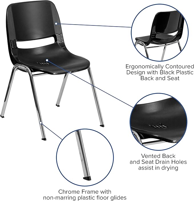 Flash Furniture HERCULES Series 440 lb. Capacity Kid's Black Ergonomic Shell - Image 4