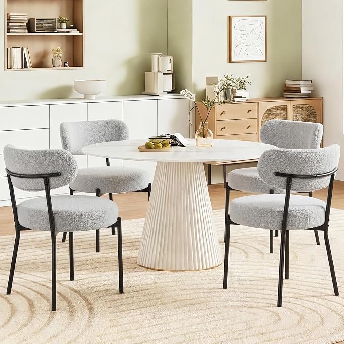 DUMOS Dining Chairs Set of 6, Mid Century Modern Chair Round Upholstered Curved by DumosLifestyle