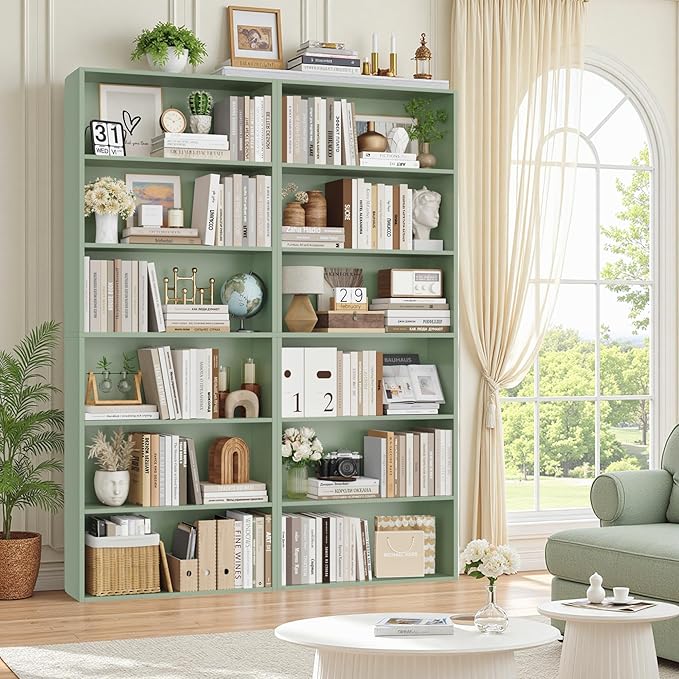 FOTOSOK 6-Tier Open Bookcase and Bookshelf Set of 2, Freestanding Display - Image 5