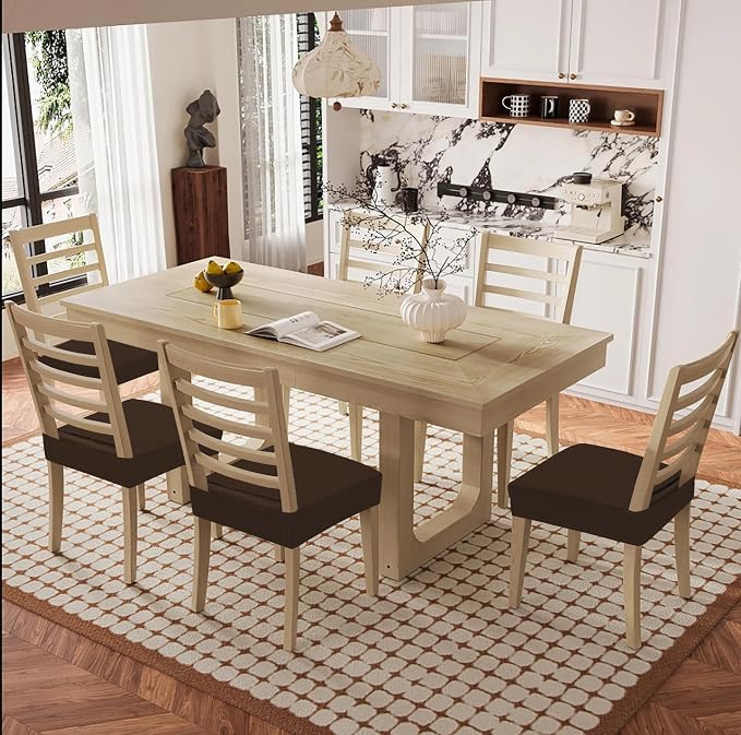 Smiry Waterproof Seat Covers for Dining Room Chairs Set of 4, Stretch Jacquard - Image 8
