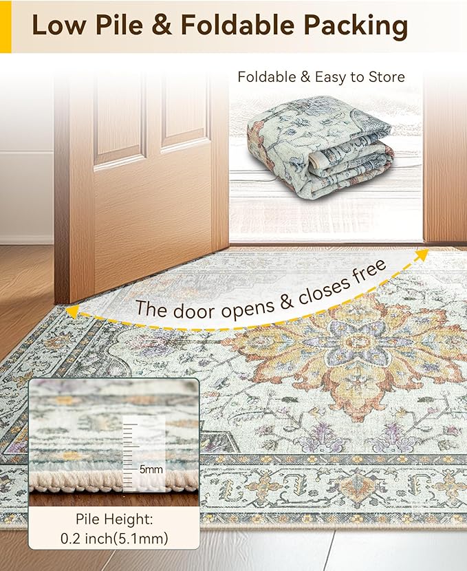 RELEANY Area Rugs 2'x6' Runner Rug Non Slip Washable - Image 5