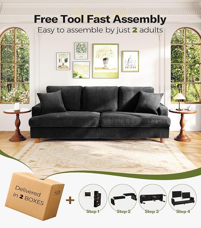 Kidirect 87in U Shaped Couch, Modular Sofa No Tool Assembly, Comfy Sectional - Image 9