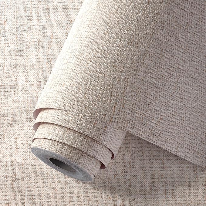 Beige Wallpaper Peel and Stick 472" Textured Beige Grasscloth Contact Paper - Image 3