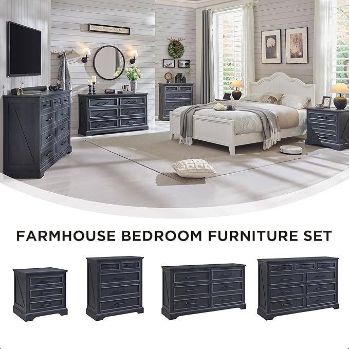 ACCOHOHO Farmhouse Nightstands Set of 2, 22 Inch Wide End Table - Image 4