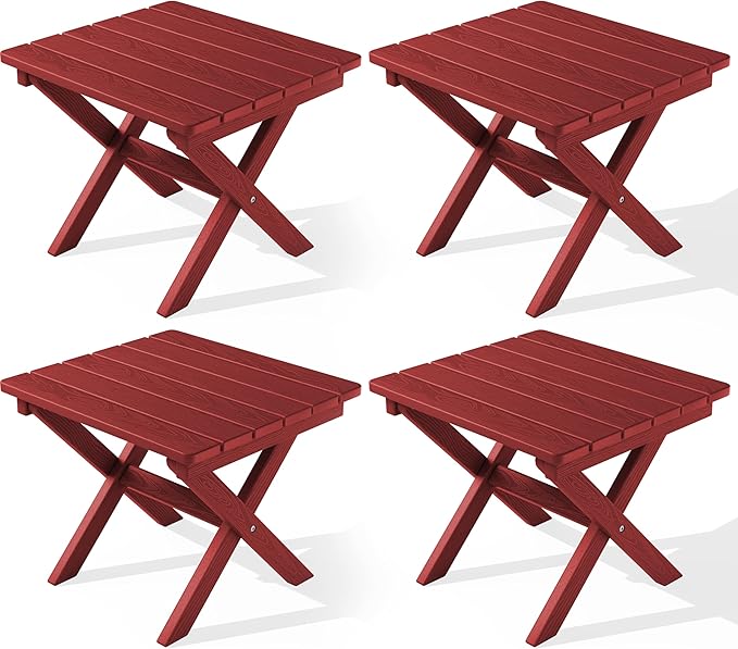 SERWALL Folding Outdoor Side Table Set of 4, Small Adirondack Side Table by SERWALL