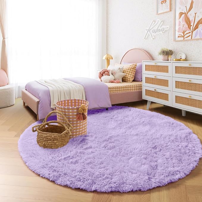 Amdrebio Light Purple Round Circle Rug 5Ft - Image 6