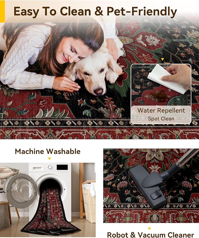 RELEANY Area Rugs 2'x6' Runner Rug Non Slip Washable - Image 6