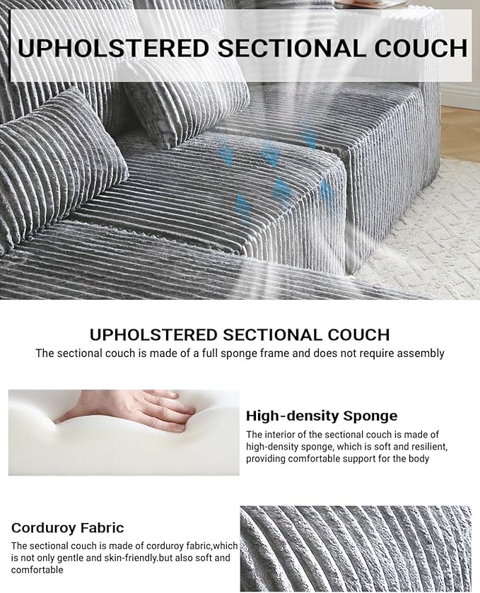 110” Modular Sectional Sofa, Cloud Sectional Couch - Image 3