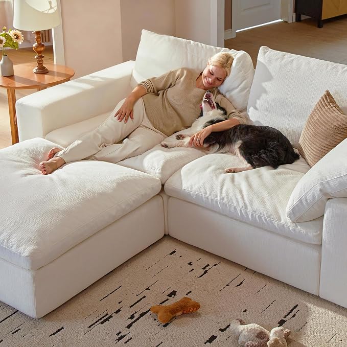 Cloud Couch Sectional 81.1'' Oversized Modular Deep Seat Sofa Comfy White Cloud - Image 7