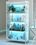 AODK Display Case with LED Lights, Display Cabinet with Glass Storage Shelves by AODK