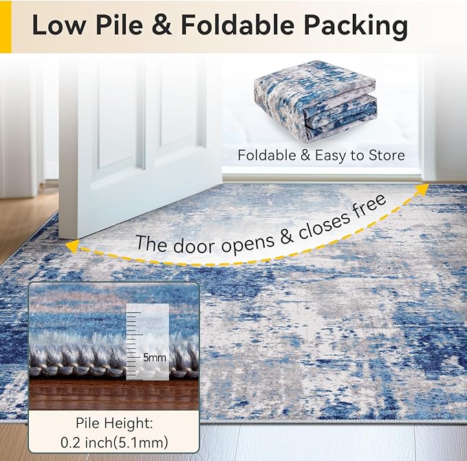 RELEANY Washable Area Rugs 8ft Non-Slip Modern Abstract Soft - Image 7
