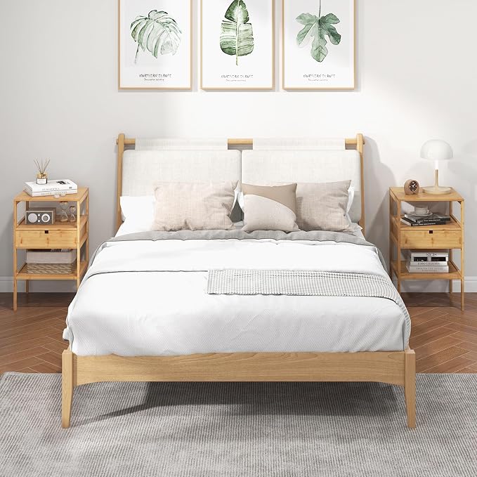 Giantex Bamboo Nightstand, Wood Side Table - Image 8