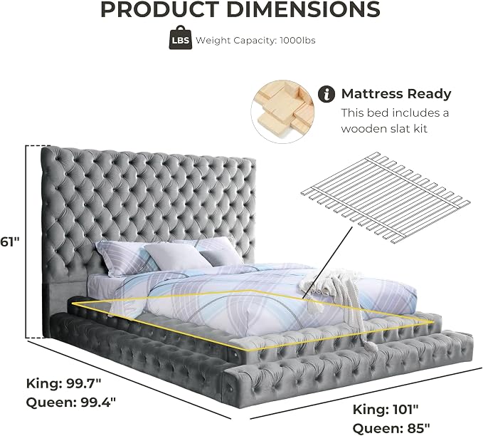 Furniture of America Sable Fabric Upholstered Step Up King-Size Platform Bed - Image 3