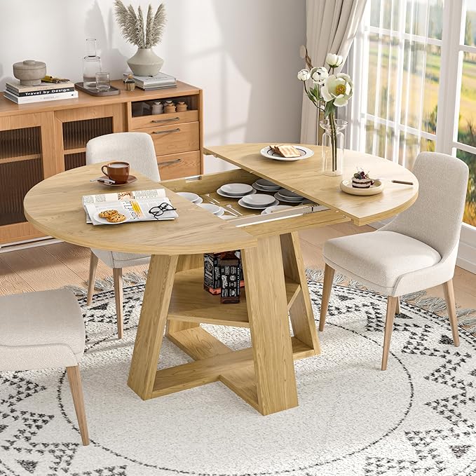 43.3in-59in Extendable Round Dining Table - Image 6