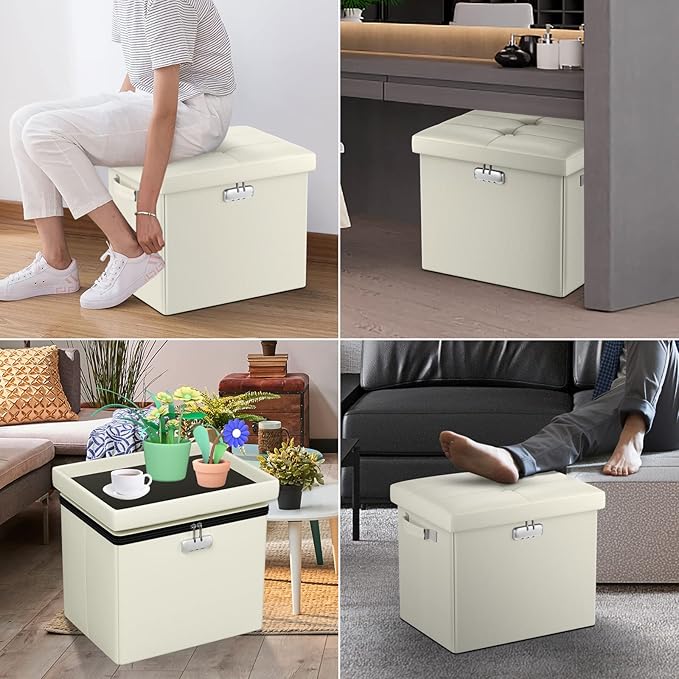 DocSafe Storage Ottoman with Lock, Fireproof＆Waterproof 17 Inches Folding - Image 4