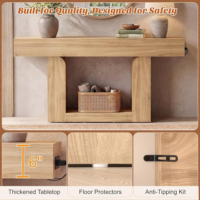 Homieasy Console Table, Farmhouse Wooden Sofa Table Behind Couch, Narrow - Image 6