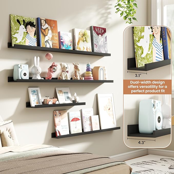 Fun Memories Picture Ledge Shelves Set of 4, 36 Inch Rustic Wall Mounted - Image 6