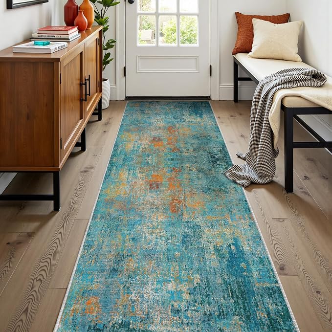 RELEANY Washable Area Rugs 2'x8' Non-Slip Modern Abstract Soft - Image 2