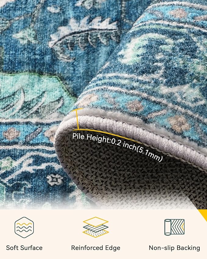 RELEANY Area Rugs 3'x8' Runner Rug Non Slip Washable - Image 4