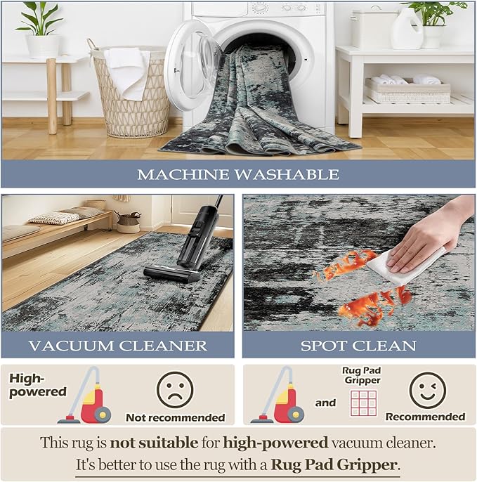 RELEANY Washable Area Rugs 7'x9' Non-Slip Modern Abstract Soft - Image 5