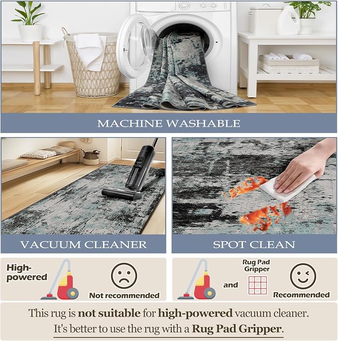 RELEANY Washable Area Rugs 2'x3' Non-Slip Modern Abstract Soft - Image 6