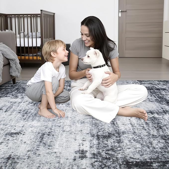 4x6 Area Rug Living Room Rug: Washable Modern Abstract Soft Thin Rug Indoor - Image 7