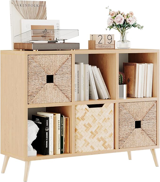 6 Cube Storage Organizer, Wood Bookcase by Flrrtenv