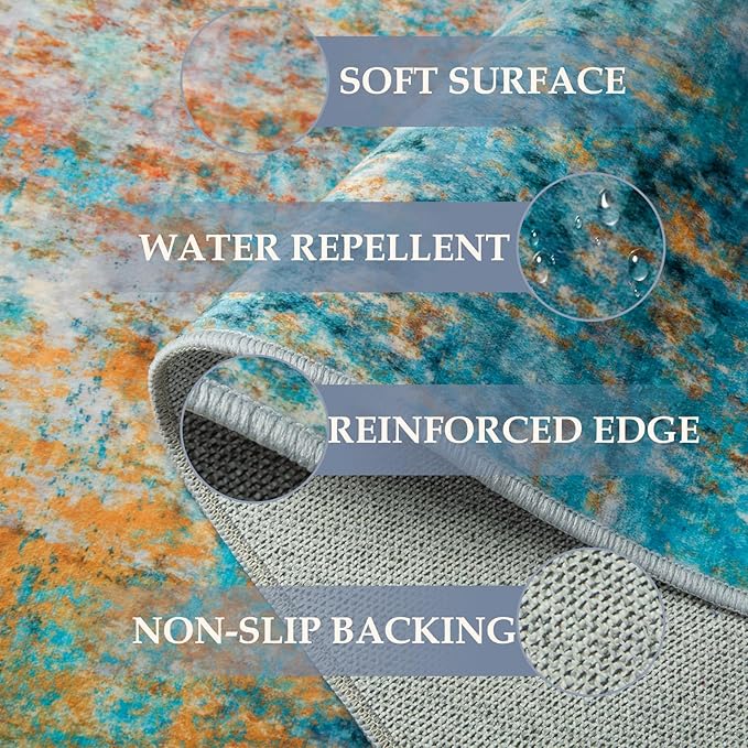 RELEANY Washable Area Rugs 6'x8' Non-Slip Modern Abstract Soft - Image 6