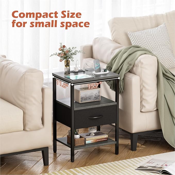 SUPERJARE Nightstand Set of 2, Bed Side Tables - Image 6