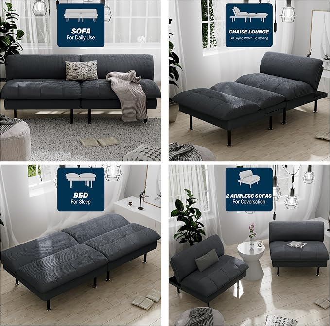 Ribilake 70" Futon Sofa Bed, 4 in 1 Multi-Function Couch Sleeper - Image 5