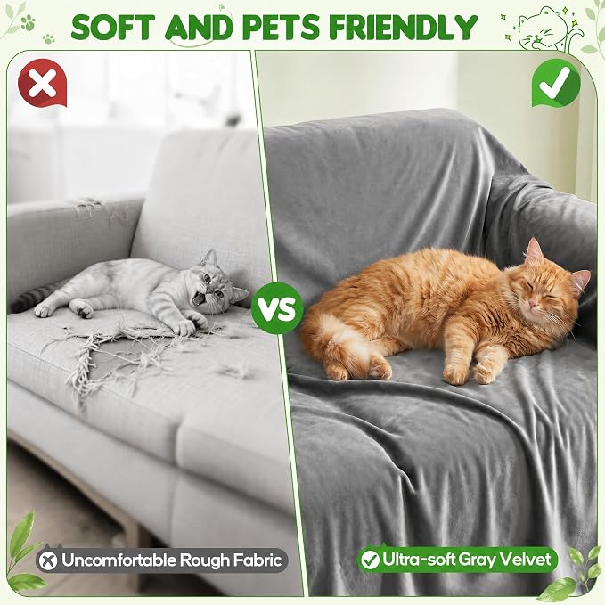 Loiion Velvet Sofa Cover, Ultra Soft Waterproof Non-Slip Couch Cover - Image 4