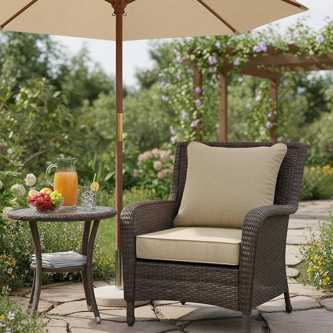 Summsun Outdoor Chair Cushions 22 x 22 Inch, Faux Linen Patio Furniture Cushions - Image 2