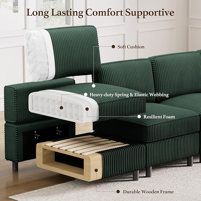Belffin U Shaped Sectional Sofa Couch Modular Sectional Sofa - Image 6