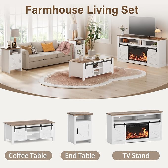 JUMMICO Farmhouse Nightstand, Modern Bedside Table - Image 7