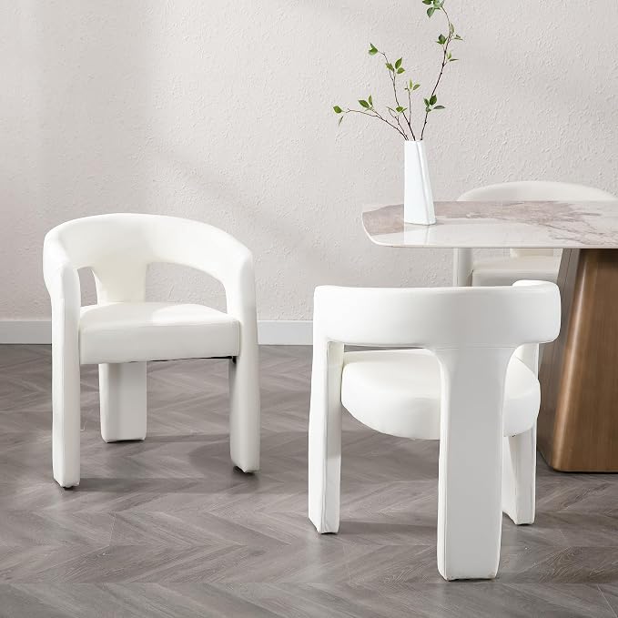 RIVOVA Modern Barrel Dining Chairs Set of 2, PU Leather Upholstered Accent Side - Image 7