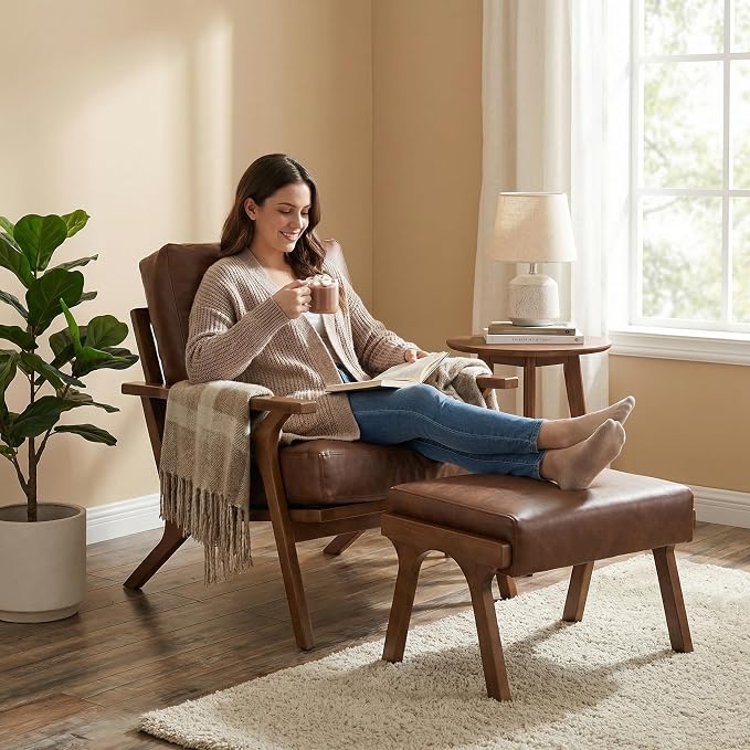 HNY Mid Century Arm Chair, Retro Accent Armchair - Image 10